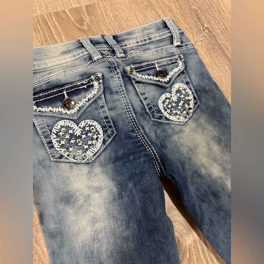 Girls CRB Embellished Skinny Jeans | Medium Wash Denim | Size 8 - Picture 7 of 11
